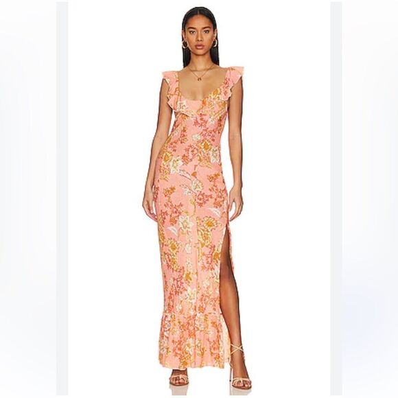 Free People Dresses & Skirts - Free People Remind Me Maxi Slip Dress in Coral Combo